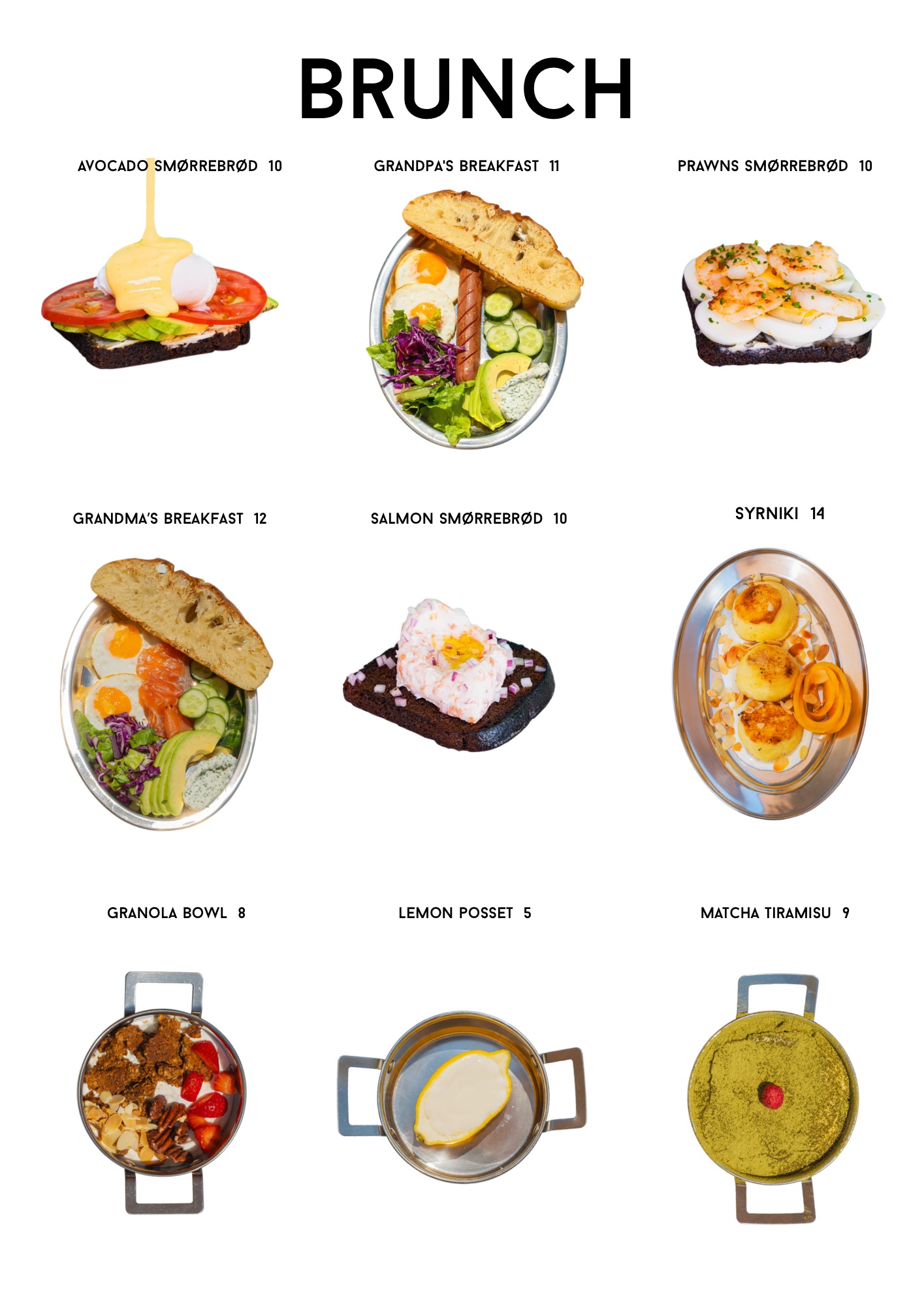 ONLYFOOD brunch menu, page 2.