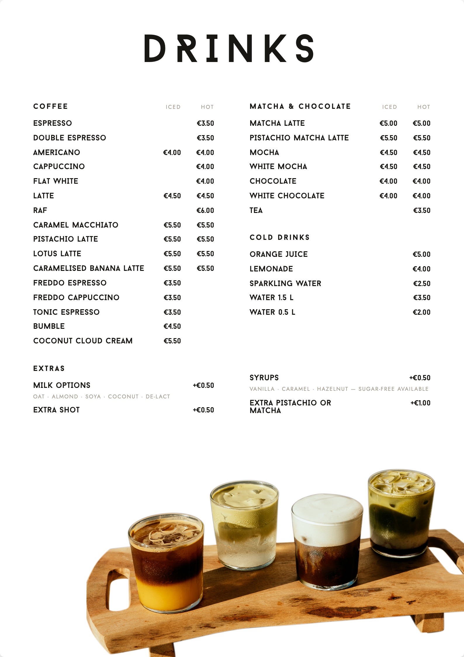 ONLYFOOD drinks menu.